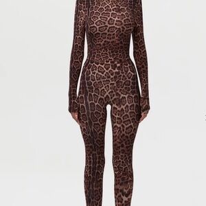 Leopard Print Mock Top and Tights